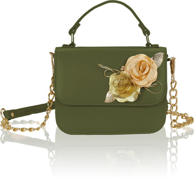 

Kleio Women Evening/Party Green PU Sling Bag