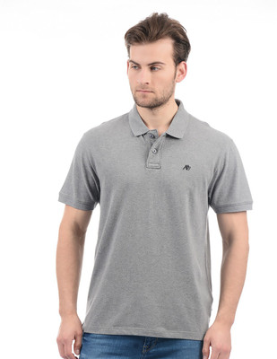 AEROPOSTALE Solid Men Polo Neck Grey T-Shirt