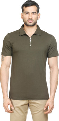 

Poshuis Solid Men's Polo Neck Dark Green T-Shirt, Military green