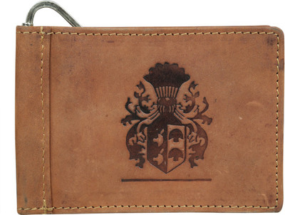 

Kan Hunter Leather Document Holder/Money clipper/Card Case with 4 card slots for Men & Boys(Tan)