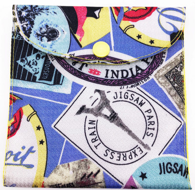 

Meher Collection Cosmetic Pouch(Multicolor), Blue base;printed;yellow lining