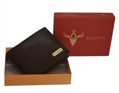 

Krosshorn Men Brown Genuine Leather Wallet(6 Card Slots)