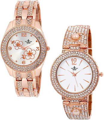 

Swisso SWS-355GD Elegant & Stylish Crystals Studded Analogue Watch - For Women