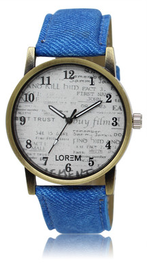 

LOREM LR28 News Paper Stylish Denim Blue Jeans Women Watch - For Men
