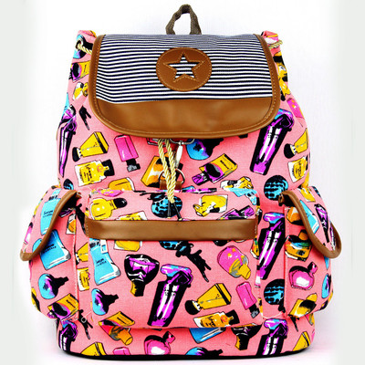 

RAMPOSH Canvas Printed Backpack Pink, Multicolor 121 Laptop Bag, College Bag 15 L Backpack(Pink, Multicolor), Multicolor;pink