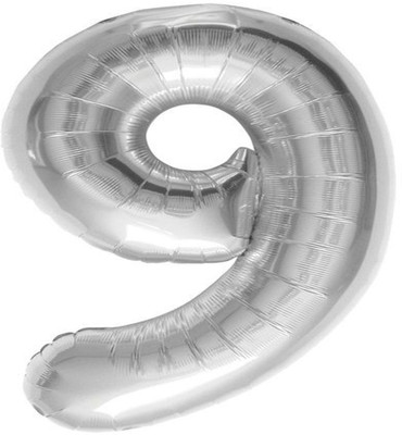 

FUNBOX Solid SILVER NUMBER BALLOON 9 Balloon(Silver, Pack of 1)
