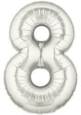 

FUNBOX Solid SILVER NUMBER BALLOON 8 Balloon(Silver, Pack of 1)