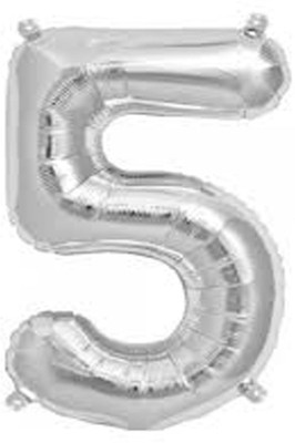 

FUNBOX Solid SILVER NUMBER BALLOON 5 Balloon(Silver, Pack of 1)