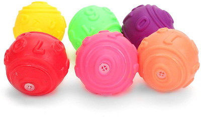 

Gencliq Squeeze Toys ABC And 123 Print - 6 Pieces (Colors may Vary) Bath Toy(Multicolor)