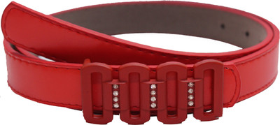 

churo Women Black Artificial Leather Belt, Red
