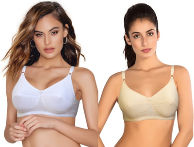 LIBRA Women Full Coverage Non Padded Bra(White, Beige)