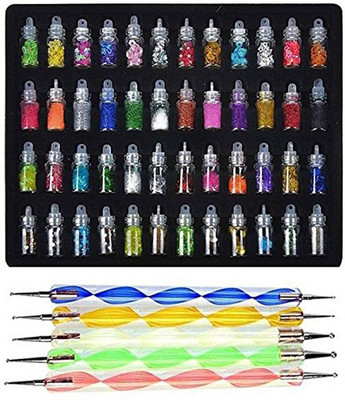 

Store2508 Exciting Nail Art Tools(53 Pcs ) – 48 Bottles 3D nail art Glitter Set and 5 Pcs Double Sided Nail Dotting Tool Pen Great gift for Girl, Women, Females.(Set of 53)