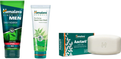 

Himalaya Men Daily Nourish Styling Gel, Purifying Neem Face Wash, Aactaril Soap(Set of 3)