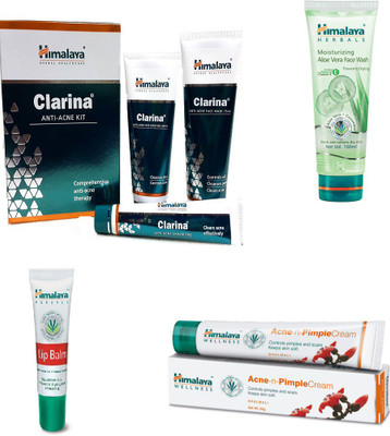 

Himalaya Clarina Anti Acne Kit, Moisturizing Aloe Vera Face Wash, Lip Balm, Pimple Cream(Set of 6)