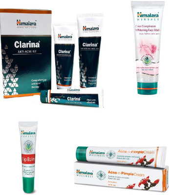 

Himalaya Clarina Anti Acne Kit, Clear Complexion Whitening Face Wash, Lip Balm, Pimple Cream(Set of 6)