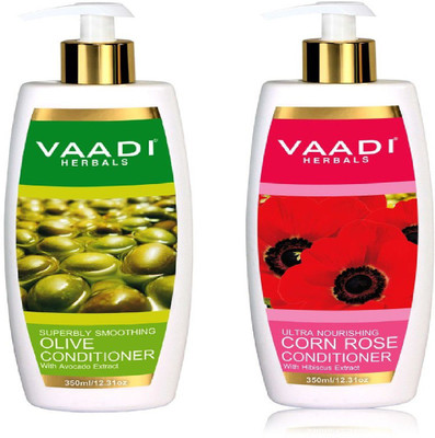 

Vaadi Herbals Olive Conditioner With Avocado Extract & Corn Rose Conditioner with Hibiscus Extract Combo Pack of 2 (350 ml)(350 ml)