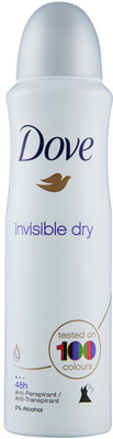 

Dove Invisible Dry 48h Tested on 100 Colors Anti-Perspirant/Anti-Transpirant Deodorant Deodorant Spray - For Men & Women(250 ml)