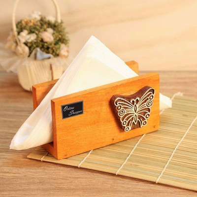 

Onlineshoppee 1 Compartments Wood Napkin Holder(Orange)