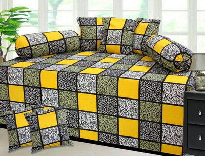 manvicreations Cotton Checkered Diwan Set(Multicolor)