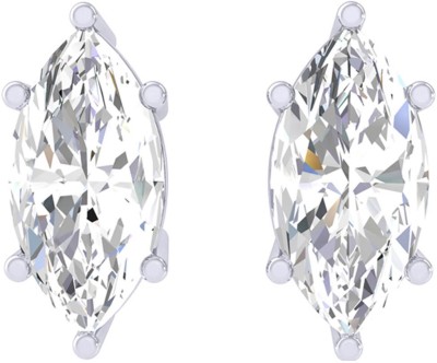 CLARA Marquise Solitaire Stud Screw Back Cubic Zirconia Sterling Silver Stud Earring