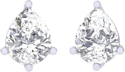 CLARA Pear Solitaire Stud Screw Back Cubic Zirconia Sterling Silver Stud Earring