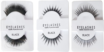 

Majik Real Human Hair Eyelashes For Eye MAke Up In Wedding Or Any Occasion (Normal + Medium + Heavy)(Pack of 6)