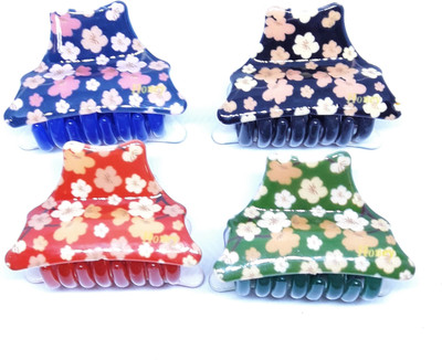 

M K Designs Hair Clutcher Set of 4 Hair Claw(Red, Green, Blue, Black)