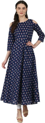 AnjuShree Choice Women Printed Anarkali Kurta(Blue)