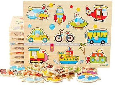 

Generic Yoomun 4Pcs 30Cm Kid Hand Grasp Wooden Peg Puzzle Toy Jigsaw Bundle Shape Toys And Games For Age 2-7 Year Olds Child Children Bo(Multicolor)