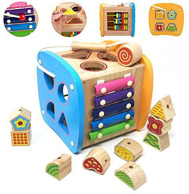 

Generic Lewo Wooden Shapes Sorter Activity Centers Lacing Beads Early Development Toys For Toddlers(Multicolor)