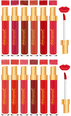 

Lady Fashion KISS PROOF Non Transfer SUPER MATTE LIQUID LIPSTICKS (Set of 12 Lipsticks)(Multicolor,, 74 ml)