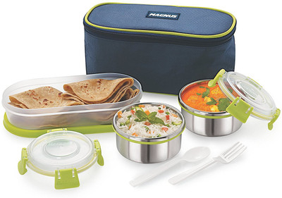 Magnus Clip Lock, Leak Proof Containers & Bag 2 Containers Lunch Box(600 ml)