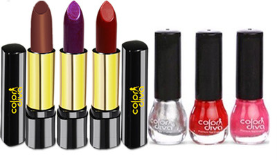 

Color Diva Lipsticks and Nail Paint(Pack of 6)
