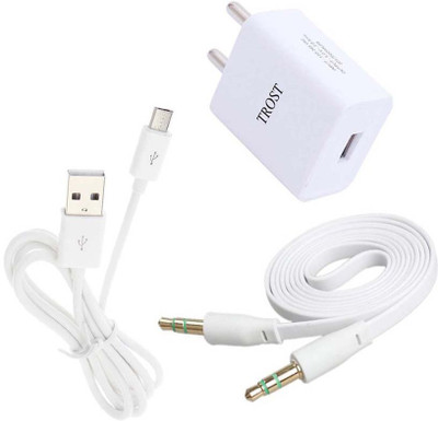 TROST Wall Charger Accessory Combo for Mobile(White)