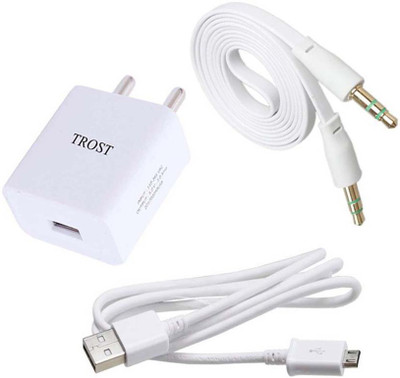 TROST Wall Charger Accessory Combo for oppo A 57(White)