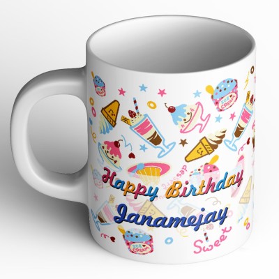 Abaronee Janamejay Happy Birthday b002 Ceramic Coffee Mug(350 ml)