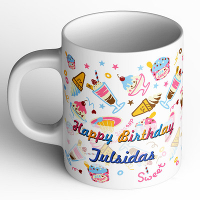 Abaronee tulsidas Happy Birthday b002 Ceramic Mug(350 ml) available at flipkart for Rs.299