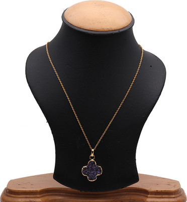 The Sparkle Story Purple Color Druzy 30x23mm Gold Plated Partywear Pendant Necklace Alloy Chain available at flipkart for Rs.319