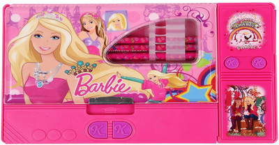 

KIDLAND BARBIE Barbie Jumbo Pencil Box Art Plastic Pencil Box(Set of 3, Pink)