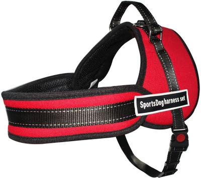 

RIMJHIM TOYS Sports Dog Harness Set Nylon Padded Adjustable Work Training No Pull Dog Vest Harness, Soft Reflective Harness with Handle for Dogs Dog Standard Harness(Medium, Red)