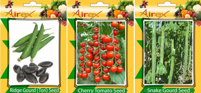 Airex Ridge Gourd, Cherry Tomato and Snake Gourd Vegetables Seed (Pack Of 20 Seed Ridge Gourd + 20 Cherry Tomato + 15 Snake Gourd Seed) Seed(20 per packet)