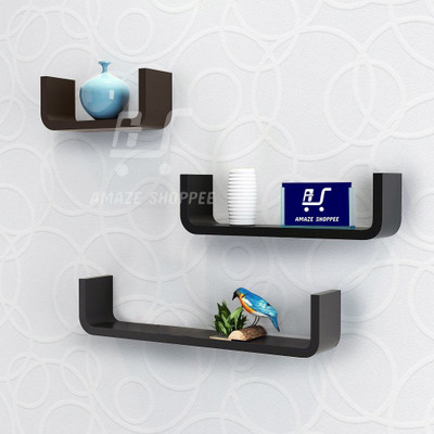 Amaze Shoppee Floating Wall Shelf MDF (Medium Density Fiber) Wall Shelf(Number of Shelves - 3, Black)
