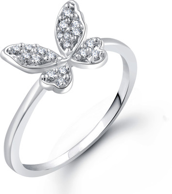 VIGHNAHARTA Modish Butterfly Alloy Cubic Zirconia Rhodium Plated Ring