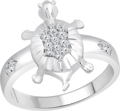 

Vighnaharta Turtle Alloy Cubic Zirconia Gold-plated Plated Ring, Silver