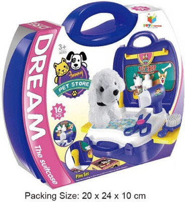 

ODDEVEN Kids Bring Along Pet store Suitcase Toy Set - 16 Pieces