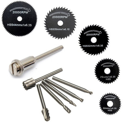 Digital Craft 6pc HSS Circular Saw Blade Set For Metal Rotary Tools With 6pcs HSS Routing Wood Rotary Milling Rotary File Cutter Wood working Carving Carved Knife Cutter Tools Accessories Rotary Bit Set(12 Bits) Digital Craft 6pc HSS Circular Saw Blade Set For Metal Rotary Tools With 6pcs HSS Routing Wood Rotary Milling Rotary File Cutter Wood working Carving Carved Knife Cutter Tools Accessories Rotary Bit Set(12 Bits)