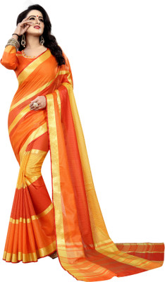 Anugrah Self Design Kanjivaram Cotton Blend, Poly Silk Saree(Multicolor)