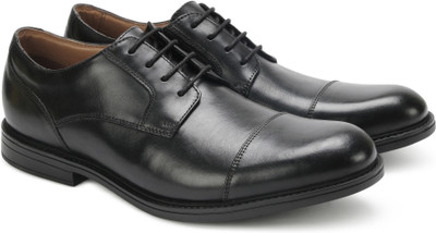 

Clarks Beckfield Cap Black Leather Lace Up For Men(Black