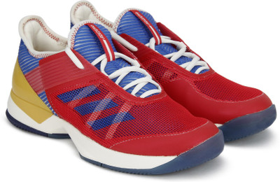 

ADIDAS ADIZERO UBERSONIC 3 W PW Tennis Shoes For Women(Red, Blue, Yellow, Cwhite/blue/cogold
