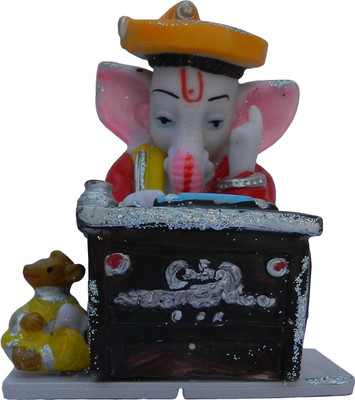 Shalibhadra Ganeshji / Munim Ganesh Writing Polyresin Ganesha Statue Idol / Table Showpiece Office / Home / Desk Showpiece / Polyresin Figurine / God Idol / Ganesh Ji Writing Geeta / Gift Showpiece - 10 cm(Polyresin, Multicolor) available at flipkart for Rs.399